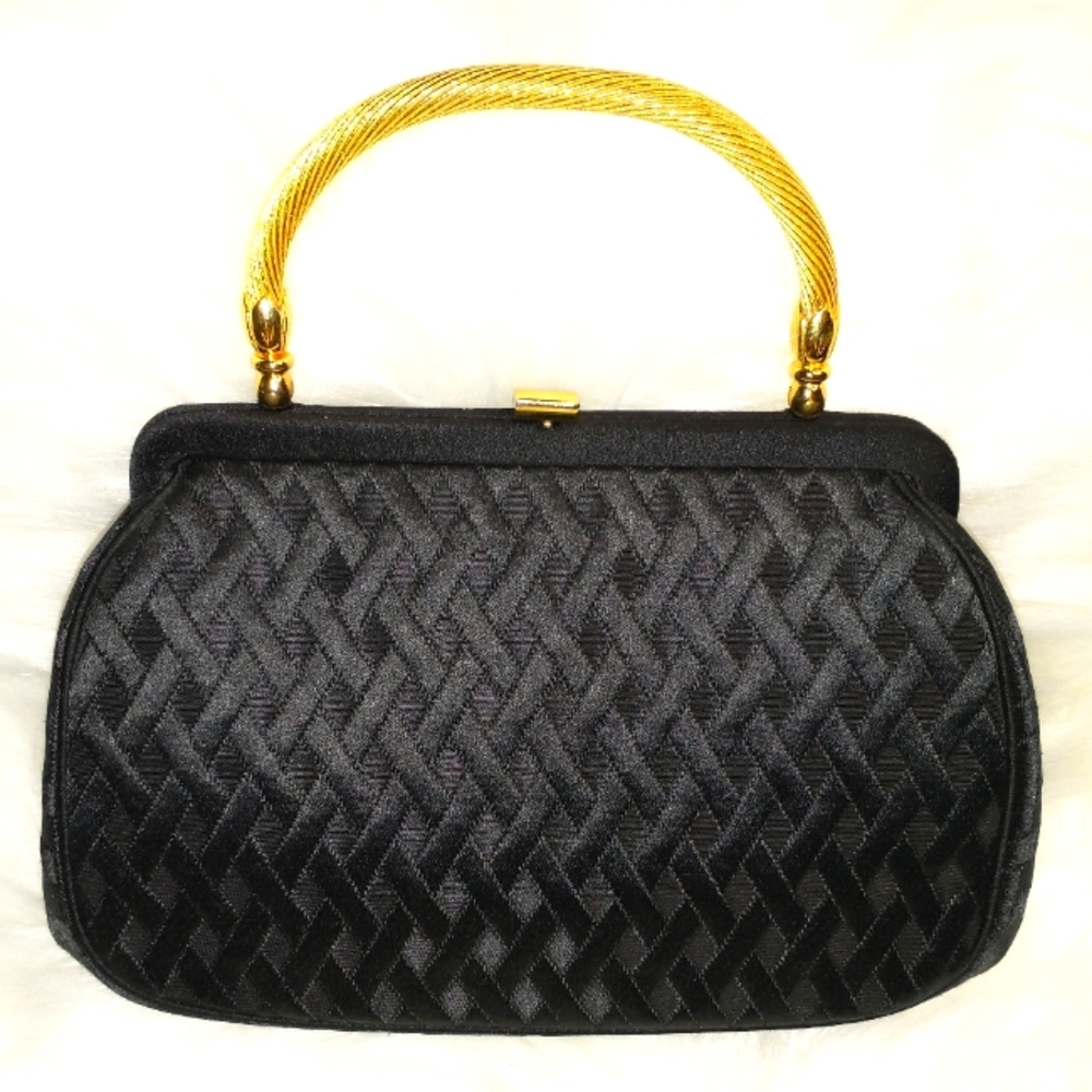Bienen Davis Black Satin Mini Hand bag